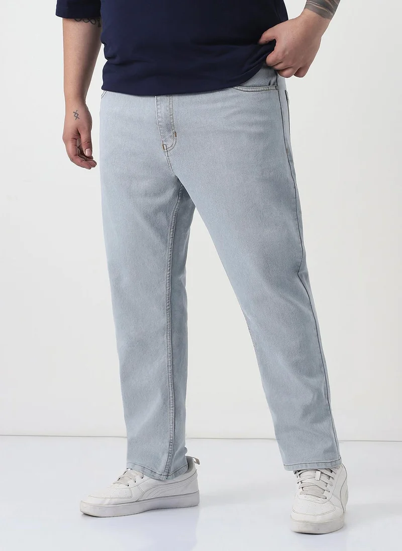 Urbano Fashion  Urbano Plus Men's Ice Grey Slim Fit Washed Denim Jeans Stretchable for Men | Best Price UAE